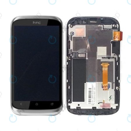 HTC Desire X - LCD zaslon + steklo na dotik + okvir (Silver) TFT