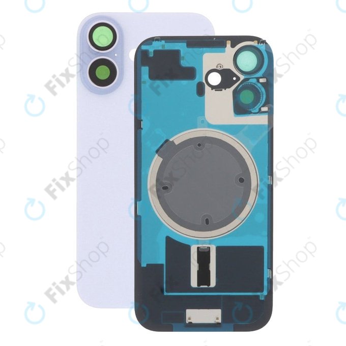 Apple iPhone 17 - Steklo zadnjega ohišja + Leča kamere + Kovinska plošča + Magsafe magnet (Lavender)