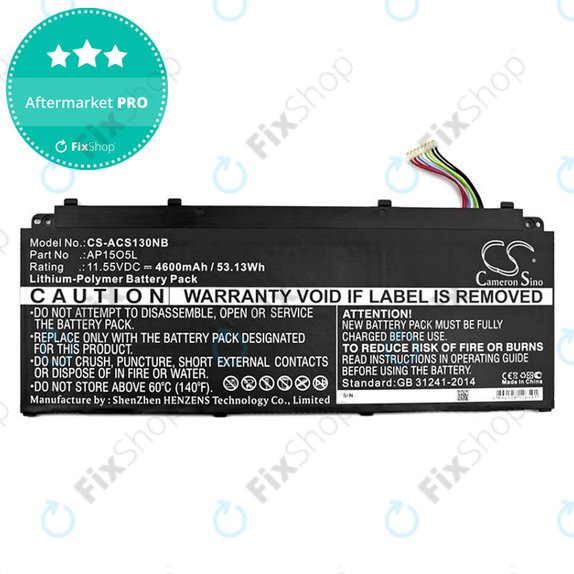 Baterija za Acer Aspire S13, Chromebook R13, 4600mAh, Li-Pol, 11.55V, AP15O3K, HQ