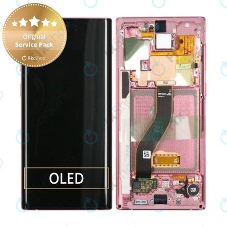 Samsung Galaxy Note 10 - LCD zaslon + steklo na dotik + okvir (Aura Pink) - GH82-20818F, GH82-20817F Genuine Service Pack