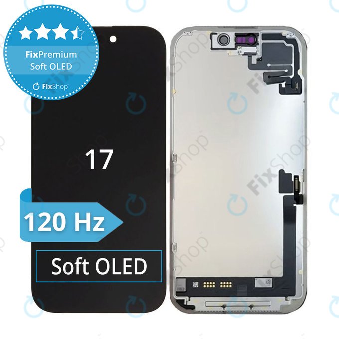 Zaslon Soft OLED 120Hz za iPhone 17 - Steklo na dotik + Okvir, Genuine Apple