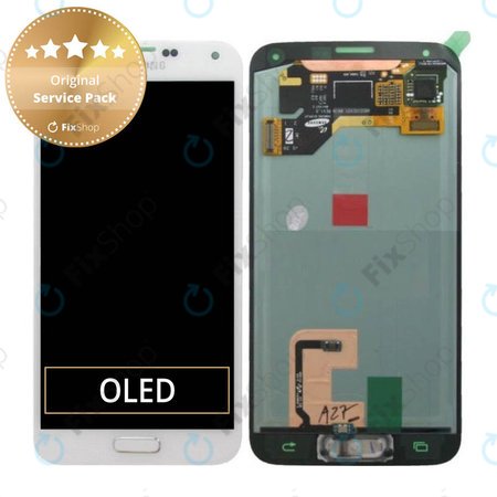 Samsung Galaxy S5 G900F - LCD zaslon + steklo na dotik (Shimmery White) - GH97-15959A, GH97-15734A Genuine Service Pack