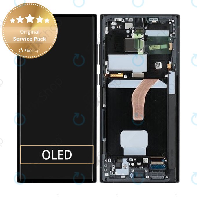 Samsung Galaxy S22 Ultra S908B - LCD zaslon + steklo na dotik + okvir (Graphite) - GH82-27488E, GH82-27489E Genuine Service Pack