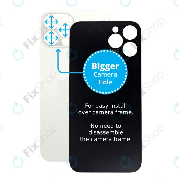 Apple iPhone 12 Pro - Steklo zadnjega ohišja s povečano odprtino za kamero (Silver)