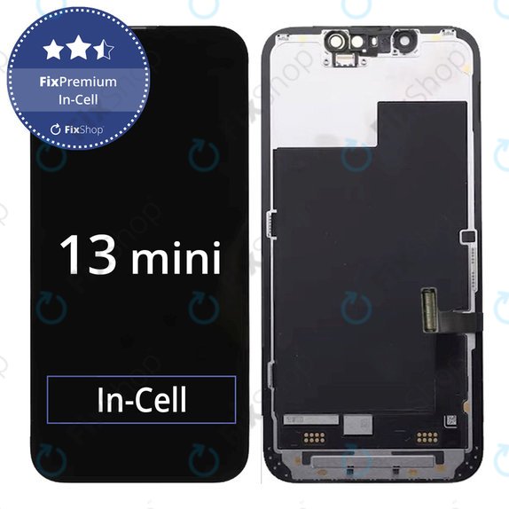 Zaslon In-Cell FHD za iPhone 13 Mini, Steklo na dotik z okvirjem, FixPremium