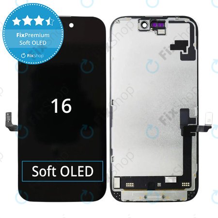 Zaslon Soft OLED za iPhone 16 - Steklo na dotik + Okvir, Genuine Apple