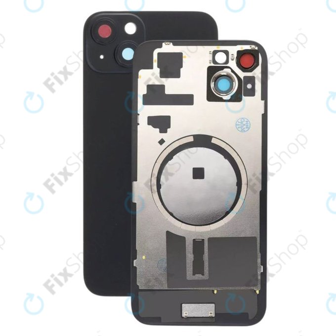 Apple iPhone 15 Plus - Steklo zadnjega ohišja + Leča kamere + Kovinska plošča + Magsafe magnet (Black)