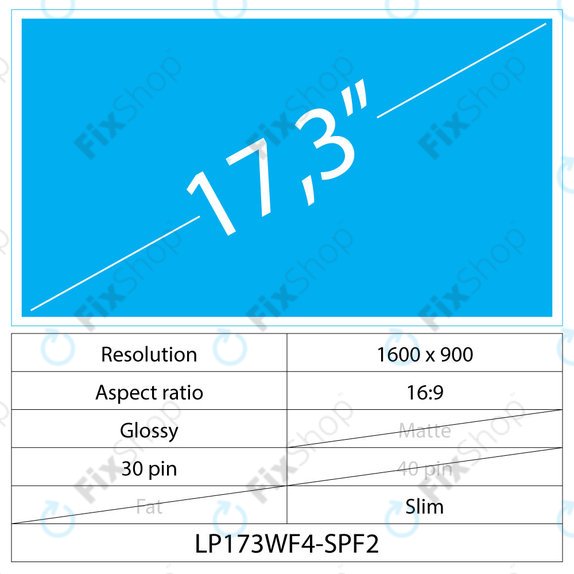 17.3 LCD Slim sijajni 30 pin HD+