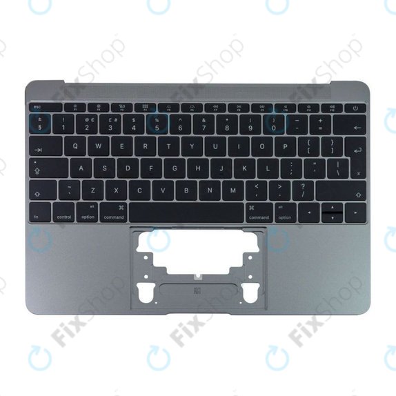 Apple MacBook 12" A1534 (Early 2015 - Mid 2017) - Zgornji okvir tipkovnice + tipkovnica UK (Space Gray)