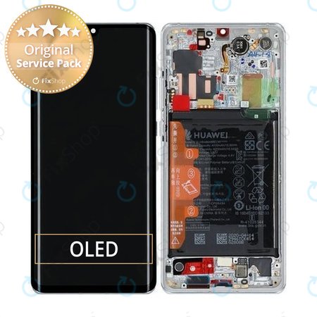 Huawei P30 Pro, P30 Pro 2020 - LCD zaslon + steklo na dotik + okvir + baterija (Silver Frost) - 02353SBC Genuine Service Pack