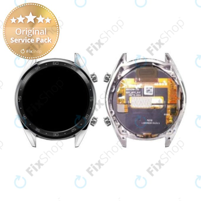 Huawei Watch GT Sport Fortuna B19S - LCD zaslon + steklo na dotik + okvir (Silver) - 02352GXS Genuine Service Pack