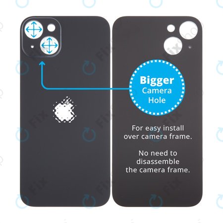 Apple iPhone 15 Plus - Steklo zadnjega ohišja s povečano luknjo za kamero (Black)