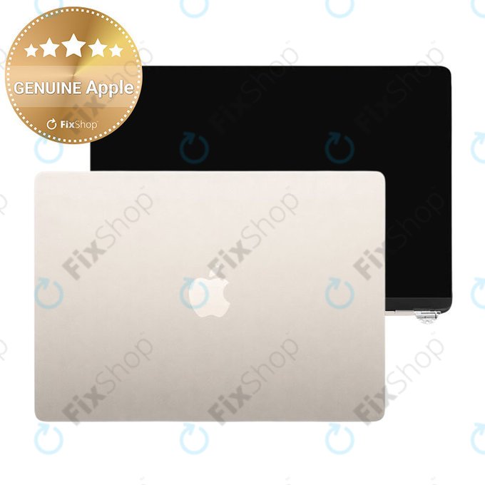 LCD zaslon za MacBook Air 13", A3113 (2024), s sprednjim steklom in pokrovom, Starlight, 661-40280, Genuine Apple