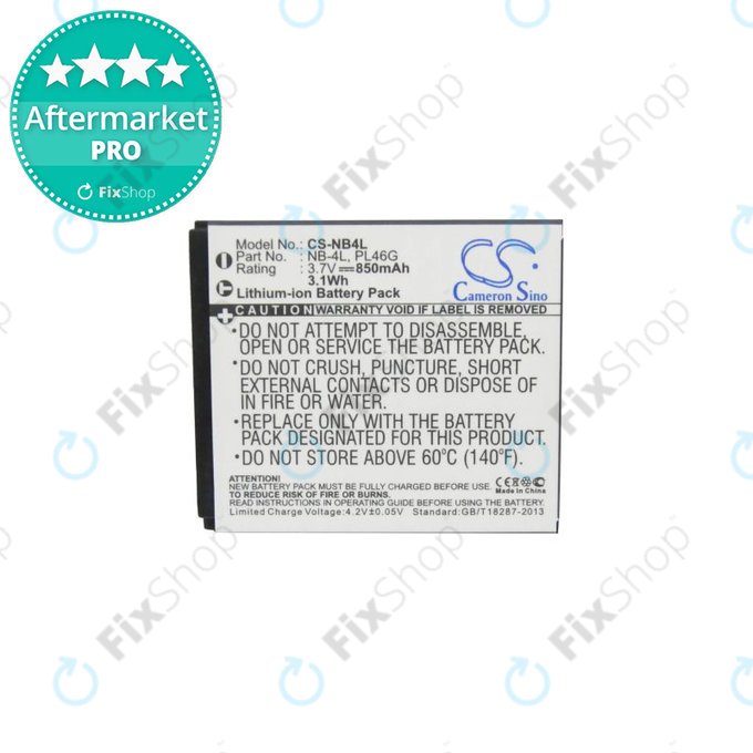 Canon Ixus, IXY, i7 Zoom, L3, L4, Legria Mini, PowerShot, TX1 - Baterija NB-4L Li-Ion 850mAh HQ