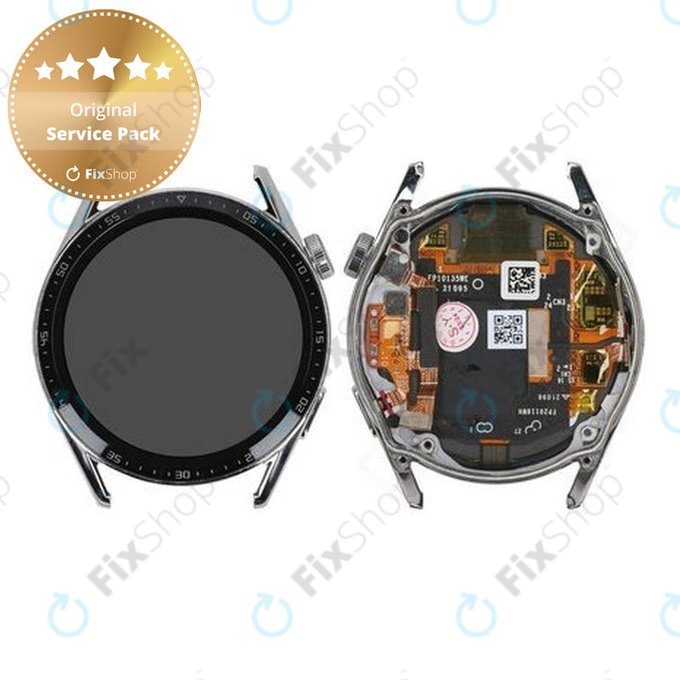 Huawei Watch GT 3 JPT-B19 46mm - LCD zaslon + steklo na dotik + okvir (srebrna) - 02354QMS Genuine Service Pack