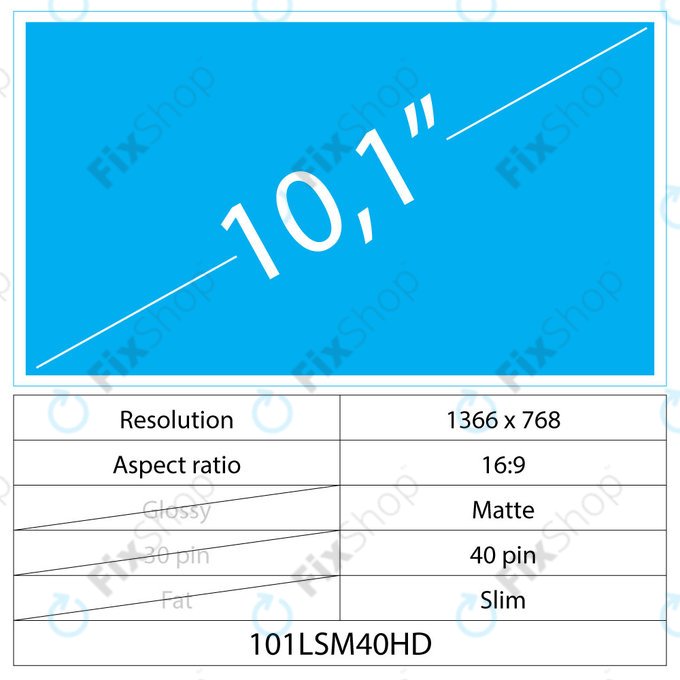10.1 LCD Slim mat 40 pin HD