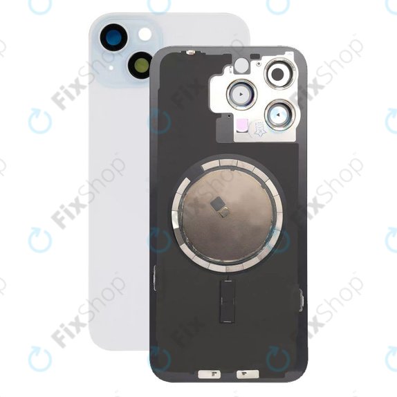 Apple iPhone 15 Plus - Steklo zadnjega ohišja + Leča kamere + Kovinska plošča + Magsafe magnet (Blue)