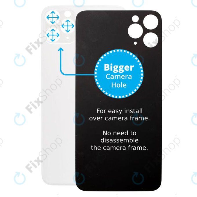 Apple iPhone 11 Pro Max - Steklo zadnjega ohišja s povečano luknjo za kamero (Silver)