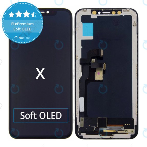 Zaslon Soft OLED za iPhone X, Steklo na dotik z okvirjem, FixPremium