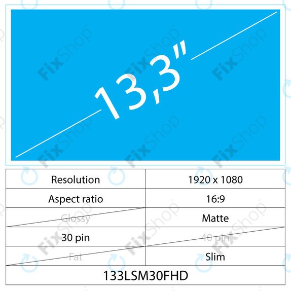 13.3 LCD Slim mat 30 pin FHD