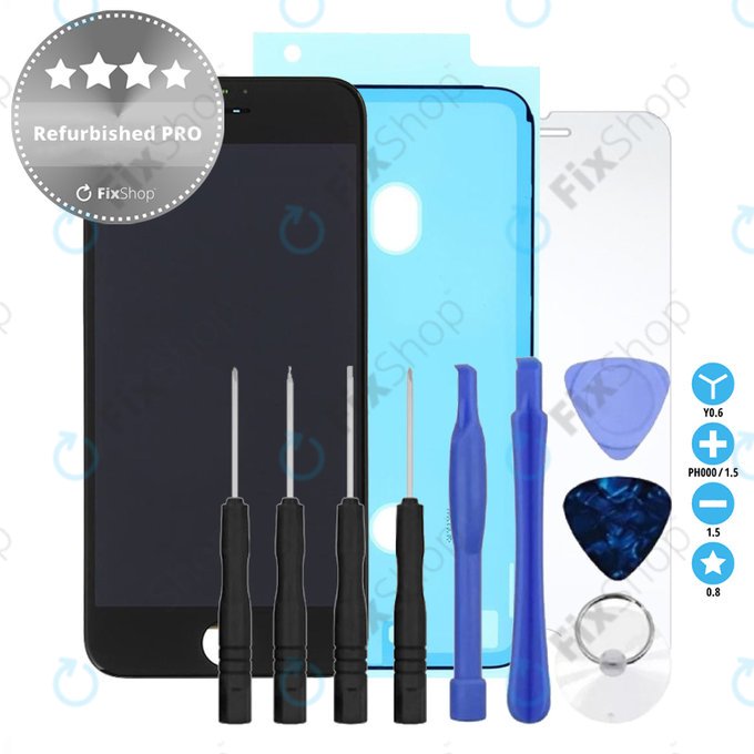 Apple iPhone 8, SE (2020), SE (2022) - LCD zaslon + steklo na dotik + okvir (Black) Refurbished PRO + Lepilo za LCD + Kaljeno steklo + Set orodij - Multipack