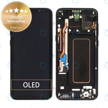 Samsung Galaxy S8 Plus G955F - LCD zaslon + steklo na dotik + okvir (Midnight Black) - GH97-20470A, GH97-20564A, GH97-20565A Genuine Service Pack