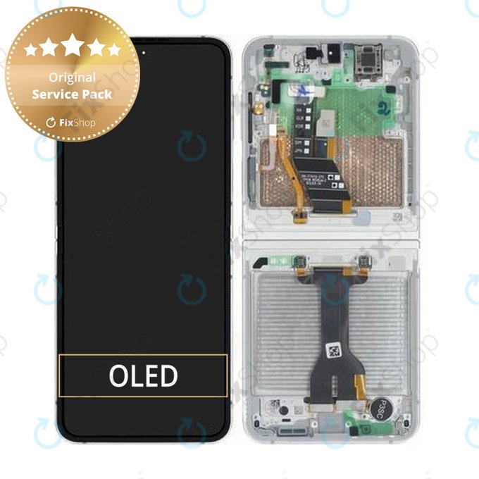 Samsung Galaxy Z Flip 7 FE F761B - LCD zaslon + steklo na dotik + okvir (White) - GH82-37734B Genuine Service Pack