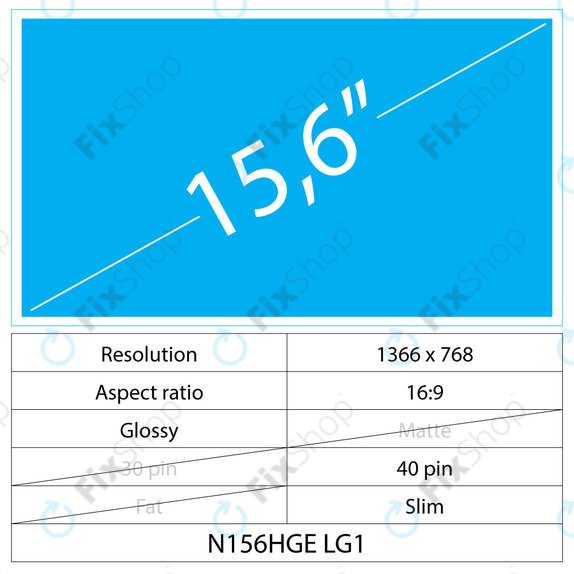 15,6 LCD Slim sijajni 40 pin HD