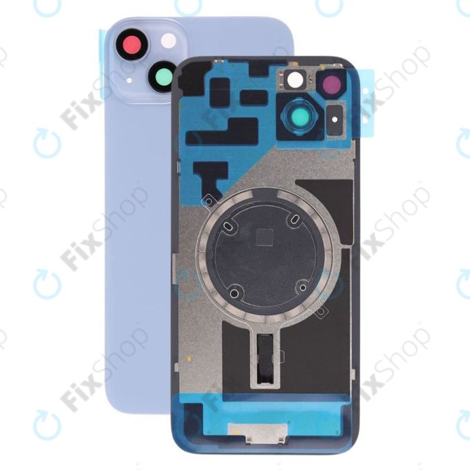 Apple iPhone 14 Plus - Steklo zadnjega ohišja + Leča kamere + Kovinska plošča + Magsafe magnet (Blue)