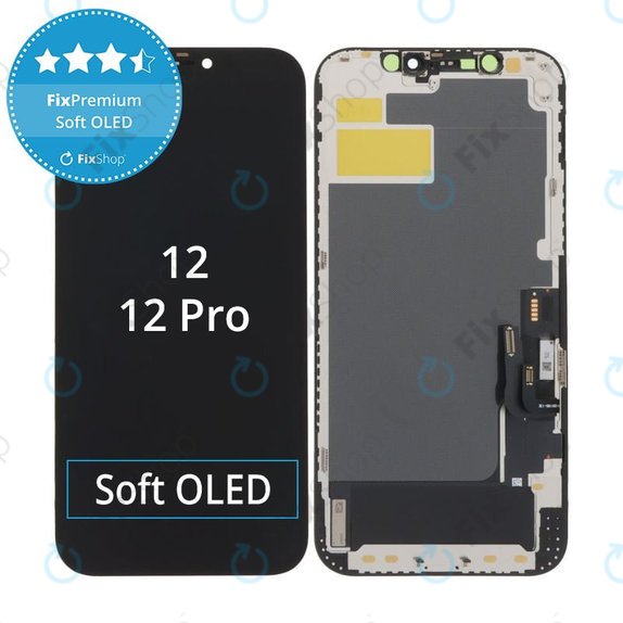 Zaslon Soft OLED za iPhone 12, 12 Pro, Steklo na dotik z okvirjem, DIAGNOSTIC