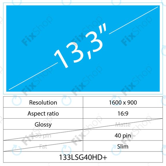 13.3 LCD Slim sijajni s 40 pin HD+