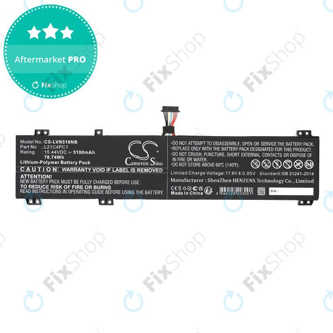 Baterija za Lenovo Legion 5 15ARH7H, 82RD0002SB, 5100mAh, Li-Pol, 15.44V, L21C4PC1, HQ