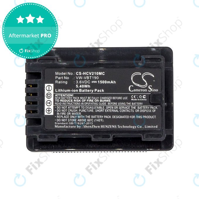 Baterija za Panasonic HC-V210, 1500mAh, Li-Ion, 3.6V, VW-VBT190, HQ
