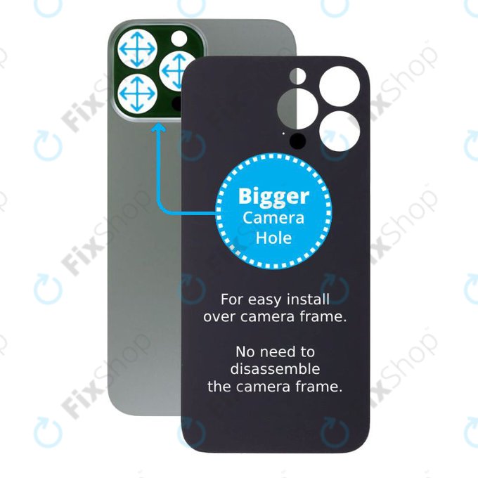 Apple iPhone 13 Pro Max - Steklo zadnjega ohišja s povečano luknjo za kamero (Alpine Green)