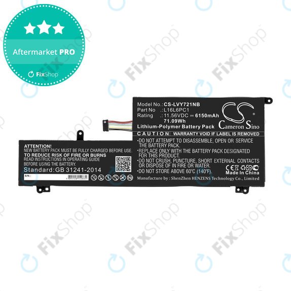Baterija za Lenovo Yoga 720-15, 6150mAh, Li-Pol, 11.56V, L16L6PC1, HQ