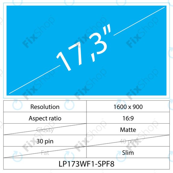 17.3 LCD Slim mat 30 pin HD+