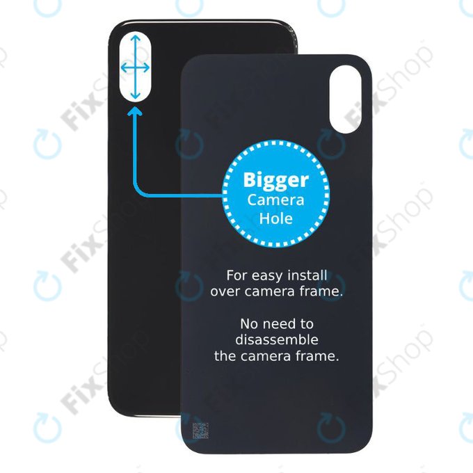 Apple iPhone XS Max - steklo zadnjega ohišja s povečano odprtino za kamero (Space Gray)