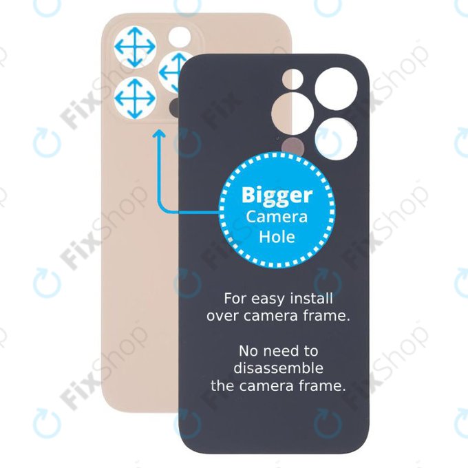 Apple iPhone 13 Pro - Steklo zadnjega ohišja s povečano odprtino za kamero (Gold)