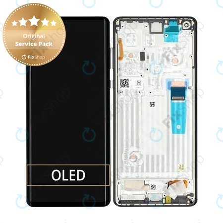Motorola Edge Plus - LCD zaslon + steklo na dotik + okvir (Black) - 5D68C16613, 5D68C16473 Genuine Service Pack