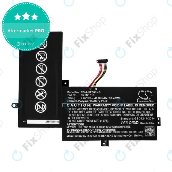 Baterija za Asus VivoBook Flip TP501, TP501UA, 4000mAh, Li-Pol, 7.6V, C21N1518, HQ