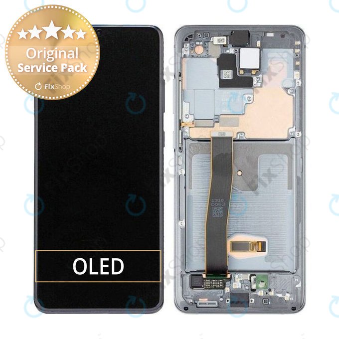 Samsung Galaxy S20 Ultra G988F - LCD zaslon + steklo na dotik + okvir + sprednja kamera (Cosmic Grey) - GH82-22271B, GH82-22327B Genuine Service Pack