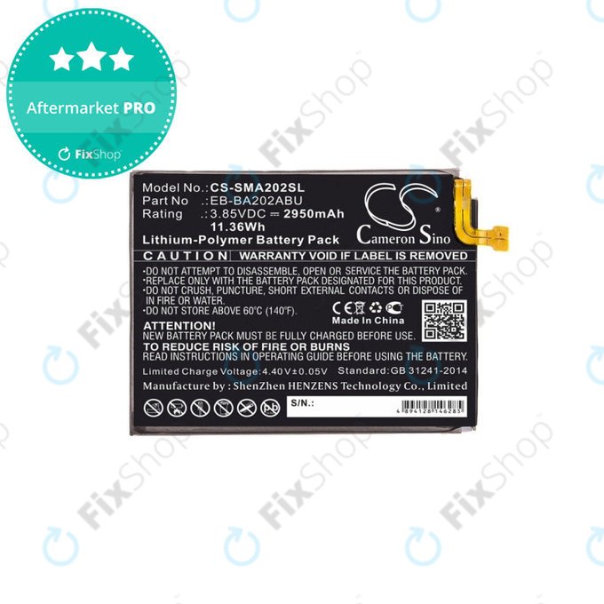 Baterija za Samsung A10e, A20e A202F, 2950mAh, Li-Pol, 3.85 V, EB-BA202ABU, HQ
