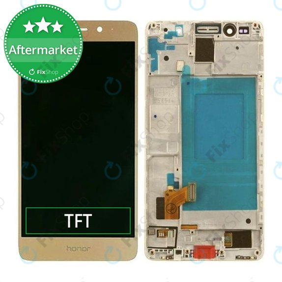 Huawei Honor 7 - LCD zaslon + steklo na dotik + okvir (Gold) TFT
