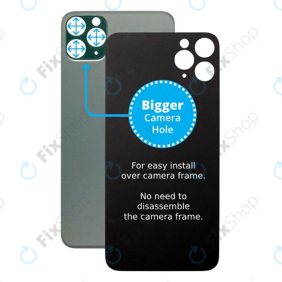 Apple iPhone 11 Pro - Steklo zadnjega ohišja s povečano odprtino za kamero (Green)