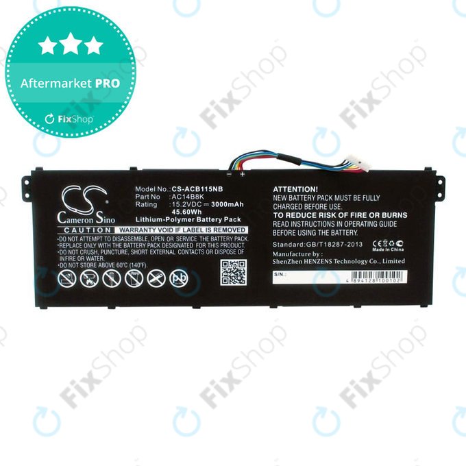 Baterija za Acer Aspire 5, 7 E5, V3, Chromebook 11, 13, 15, 3000mAh, Li-Pol, 15.2V, AC14B18K, HQ