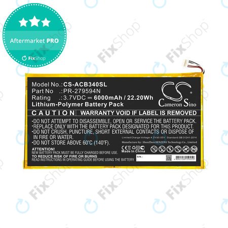 Baterija za Acer Iconia One 10 B3-A40, 6000mAh, Li-Pol, 3.7V, PR-279594N, HQ