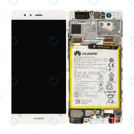 Huawei P9 - LCD zaslon + steklo na dotik + okvir + baterija (White) - 02350RRY, 02350RKF Genuine Service Pack
