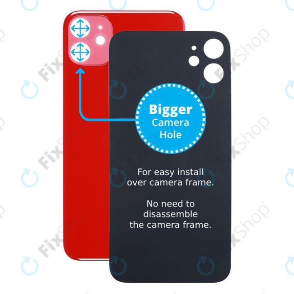 Apple iPhone 11 - Steklo zadnjega ohišja s povečano odprtino za kamero (Red)