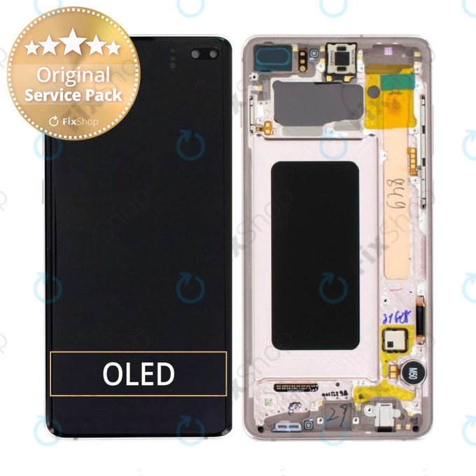 Samsung Galaxy S10 Plus G975F - LCD zaslon + steklo na dotik + okvir (Flamingo Pink) - GH82-18849D, GH82-18834D Genuine Service Pack
