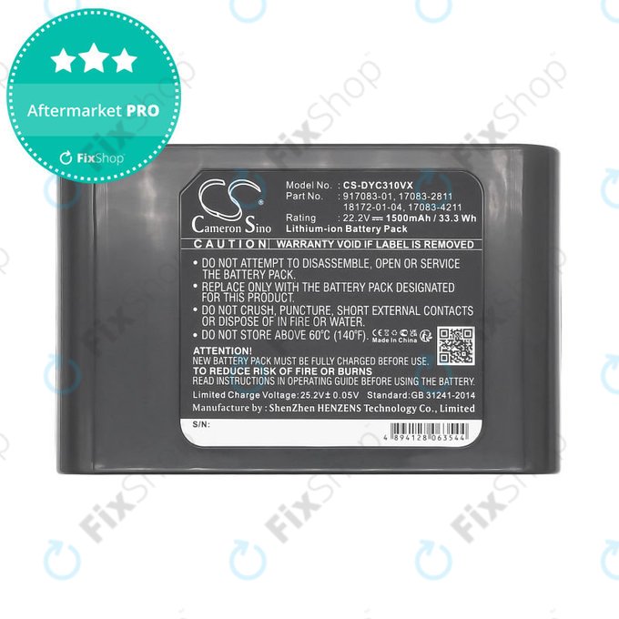 Baterija za Dyson DC31, DC34, DC35, DC44, 1500mAh, Li-Ion, 22.2V, 17083-2811, HQ
